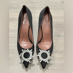 Amina Muaddi Begum Satin Black sz 38
